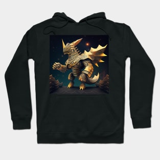 gold armored titan kaiju dragon ecopop in fractal design Hoodie